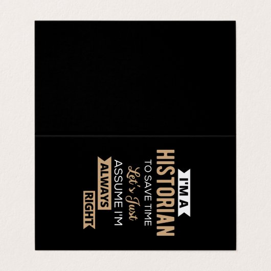 Ich bin ein Historiker, um Zeit Retten. Lass uns e Visitenkarten (Außenseite Aufgefaltet)