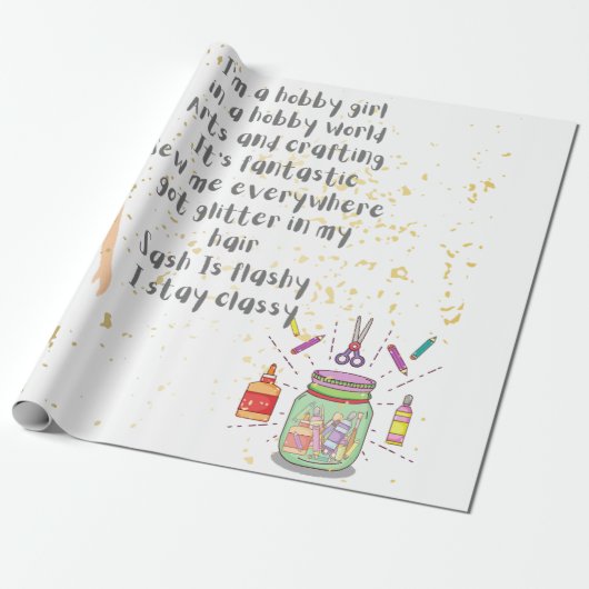 Ich bin ein Hobby-Mädchen in Hobby World Geschenkpapier (Ungerollt)