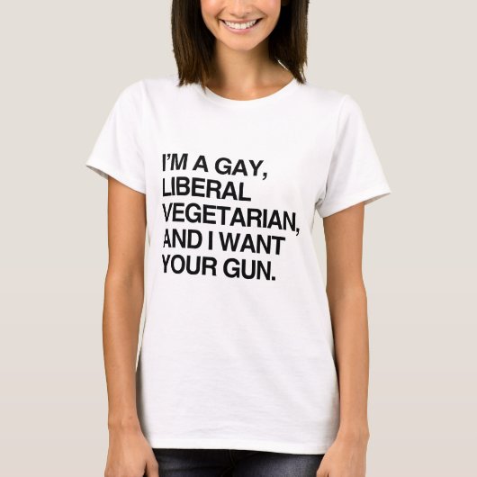 Ich bin ein homosexueller, liberaler Vegetarier T-Shirt (Vorderseite)