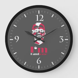 Ich bin ein hübsches abstraktes Gesicht Große Wanduhr