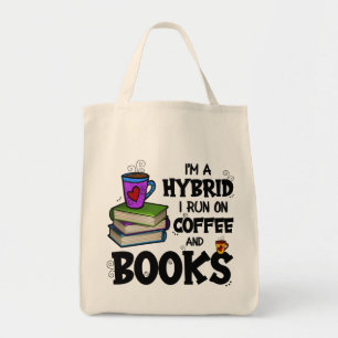 Ich bin ein Hybrid, den ich auf Kaffee und Büchern Tragetasche