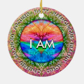 Ich bin ein inspirierender Meldungsrainbow Heart T Keramik Ornament (Hinten)