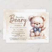 Ich bin ein Junge Niedliche Teddy Bear Baby Dusche Einladung (Vorne/Hinten)
