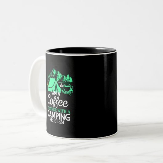 Ich bin ein Kaffeetrinker mit Camping Problem Desi Zweifarbige Tasse (Vorderseite Links)