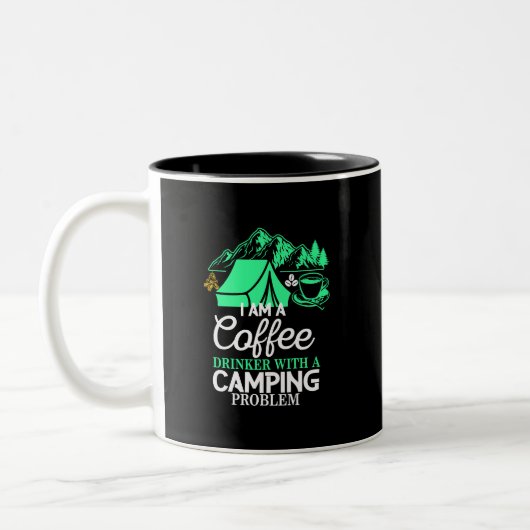 Ich bin ein Kaffeetrinker mit Camping Problem Desi Zweifarbige Tasse (Links)