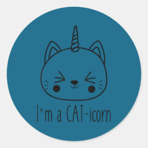Ich bin ein Kat-icorn süß lustig Katze Einhorn kaw Runder Aufkleber
