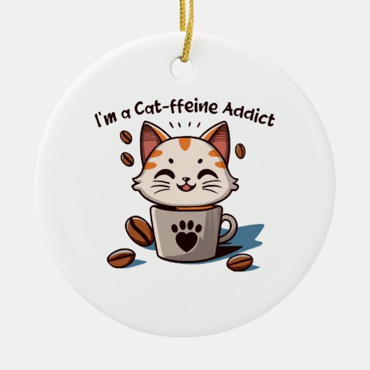Ich bin ein Katzen-Liebling Keramik Ornament (Vorne)