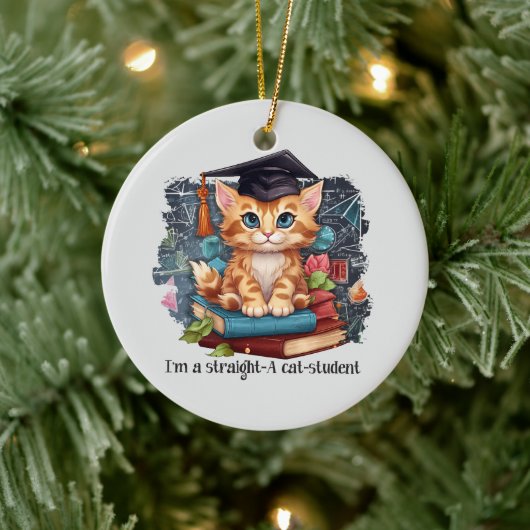 Ich bin ein Katzenstudent Keramik Ornament (Baum)