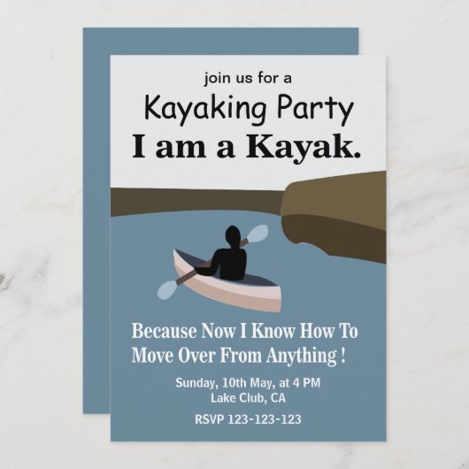 Ich bin ein Kayak Kayaking Party Einladung (Vorne/Hinten)