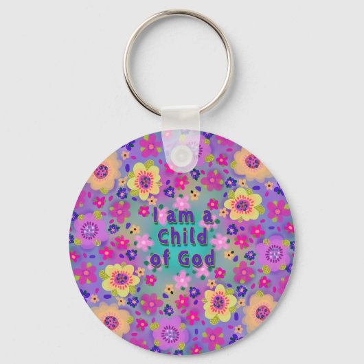 Ich bin ein Kind Gottes Boho Blume Hübsch Schlüsselanhänger (Rückseite)