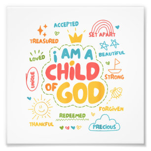 Ich bin ein Kind Gottes Christ Retro Jesus Glaube Fotodruck