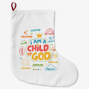 Ich bin ein Kind Gottes Christ Retro Jesus Glaube  Großer Weihnachtsstrumpf