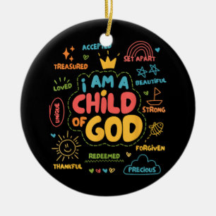 Ich bin ein Kind Gottes Christ Retro Jesus Glaube  Keramik Ornament
