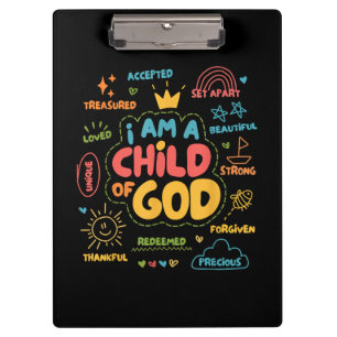 Ich bin ein Kind Gottes Christ Retro Jesus Glaube Klemmbrett