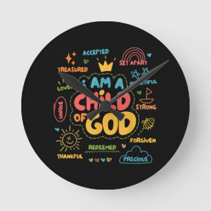 Ich bin ein Kind Gottes Christ Retro Jesus Glaube  Runde Wanduhr