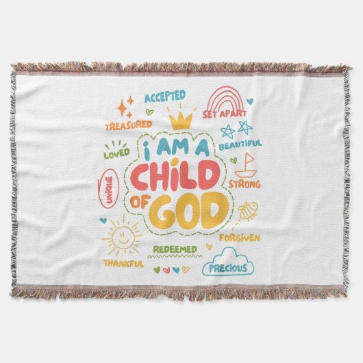 Ich bin ein Kind Gottes Christlicher Retro Jesus F Decke (Vorderseite)