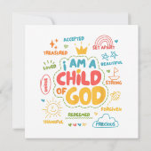 Ich bin ein Kind Gottes Christlicher Retro Jesus F Einladung (Rückseite)