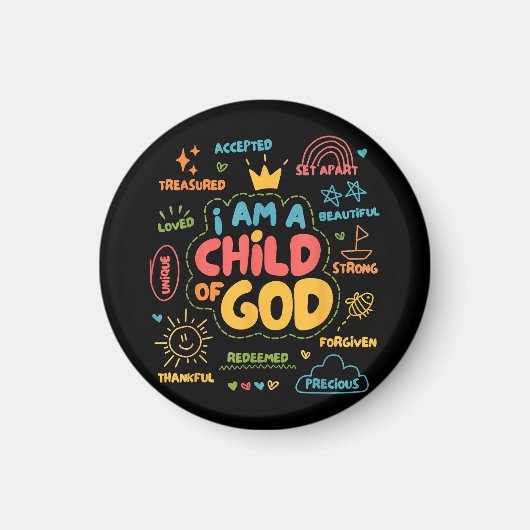 Ich bin ein Kind Gottes Christlicher Retro Jesus F Magnet (Vorne)