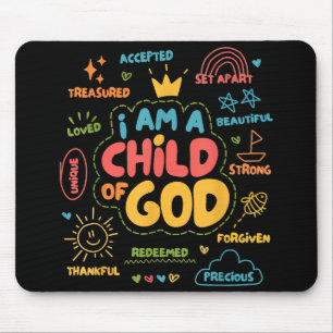 Ich bin ein Kind Gottes Christlicher Retro Jesus F Mousepad