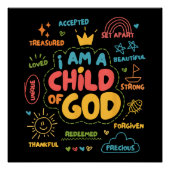 Ich bin ein Kind Gottes Christlicher Retro Jesus F Poster (Vorderseite)