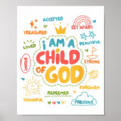 Ich bin ein Kind Gottes Christlicher Retro Jesus F Poster (Vorne)