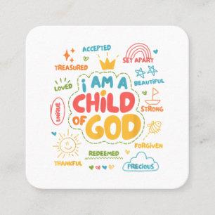 Ich bin ein Kind Gottes Christlicher Retro Jesus F Quadratische Visitenkarte
