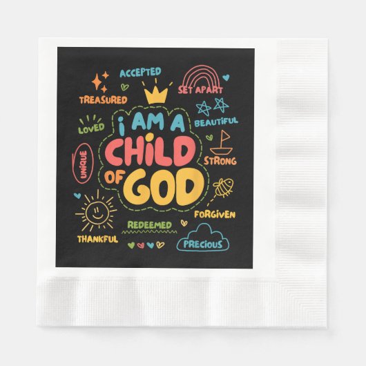 Ich bin ein Kind Gottes Christlicher Retro Jesus F Serviette (Vorderseite)