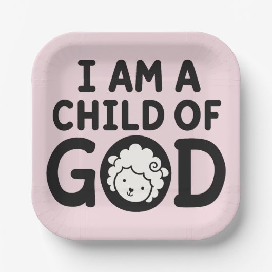 ICH BIN EIN KIND GOTTES | Christliches Babyshower- Pappteller (Vorderseite)