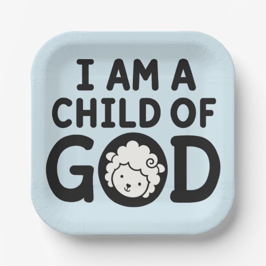ICH BIN EIN KIND GOTTES | Christliches Babyshower- Pappteller (Vorderseite)