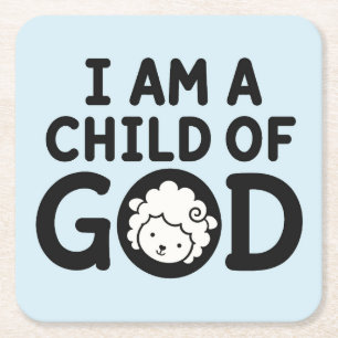 ICH BIN EIN KIND GOTTES   Christliches Babyshower- Rechteckiger Pappuntersetzer