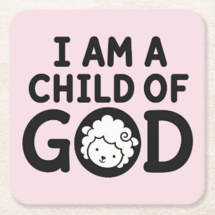 ICH BIN EIN KIND GOTTES   Christliches Babyshower- Rechteckiger Pappuntersetzer