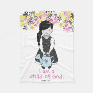Ich bin ein Kind Gottes Mädchen und Blume Fleecedecke