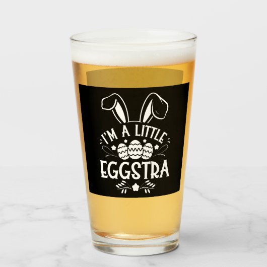 Ich bin ein kleiner Eggstra Funny Rabbit Ostersonn Glas (Vorne (Gefüllt))