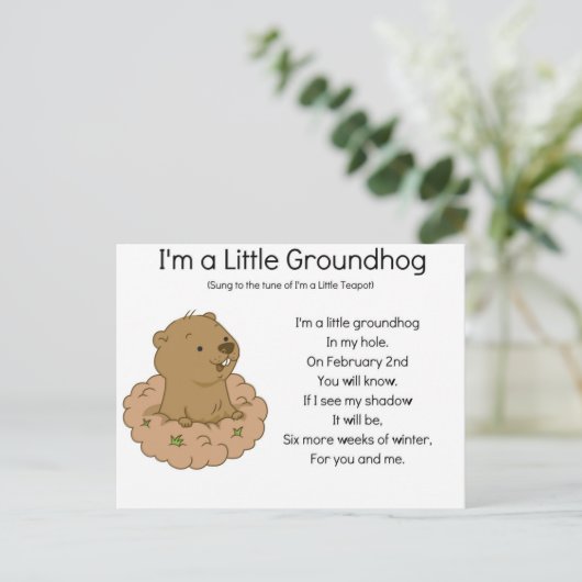 Ich bin ein kleiner Groundhog Postkarte (Stehend Vorderseite)