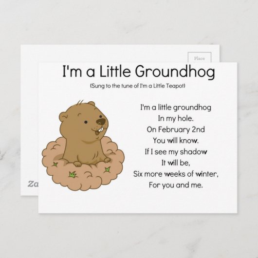 Ich bin ein kleiner Groundhog Postkarte (Vorne/Hinten)