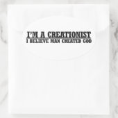 Ich bin ein kreationistischer, lustiger Atheist-Sp Ovaler Aufkleber (Tasche)