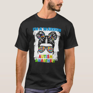 Ich bin ein Krieger-Autismus-Bewusstsein Messy Bun T-Shirt