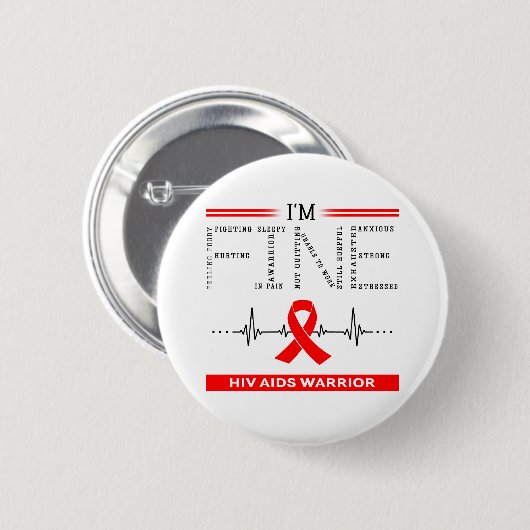 Ich bin ein Krieger für schöne HIV-Aids Button (Vorne & Hinten)