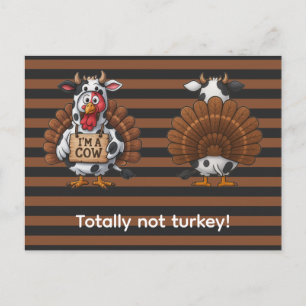 Ich bin ein Kuh Truthahn   Lustige Thanksgiving Ve Postkarte