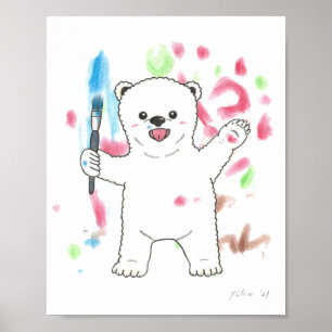 "Ich bin ein Künstler!" Eisbär Tier Kinderzimmer P Poster