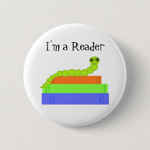 Ich bin ein Leser, Bücherwurm Button