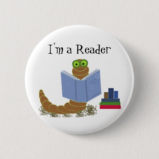 Ich bin ein Leser Buchwurm Button (Vorderseite)