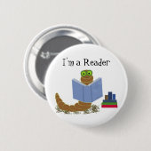 Ich bin ein Leser Buchwurm Button (Vorne & Hinten)