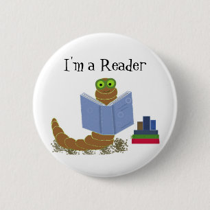 Ich bin ein Leser Buchwurm Button