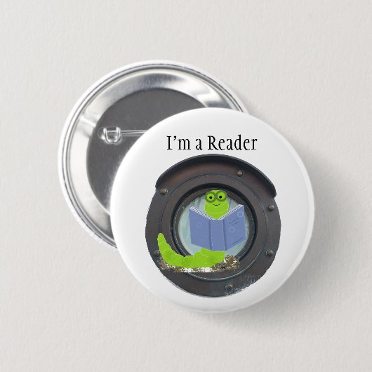 Ich bin ein Leser, Buchwurm-Button Button (Vorne & Hinten)