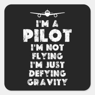Ich bin ein lustiger Pilot Quadratischer Aufkleber