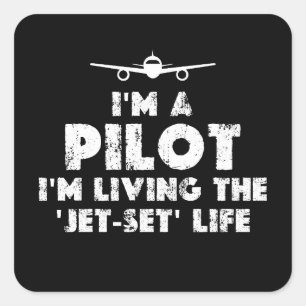 Ich bin ein lustiger Pilot Quadratischer Aufkleber