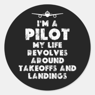 Ich bin ein lustiger Pilot Runder Aufkleber