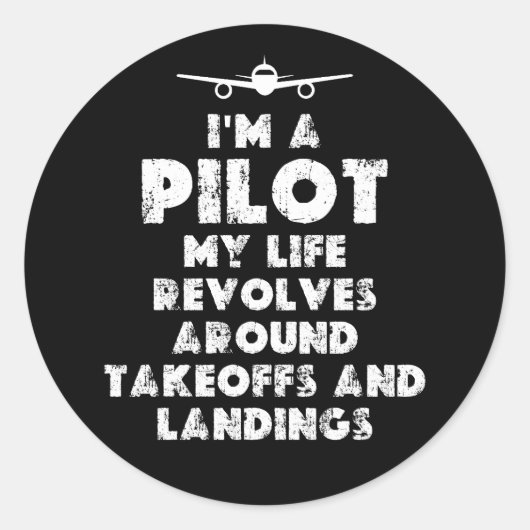 Ich bin ein lustiger Pilot Runder Aufkleber (Vorderseite)