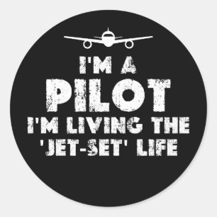 Ich bin ein lustiger Pilot Runder Aufkleber